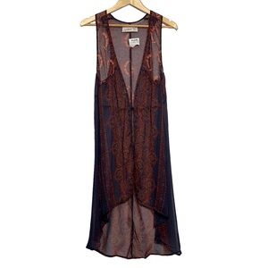 NWT Abercrombie & Fitch Sheer Sleeveless Floral Duster/Cover/Long Vest